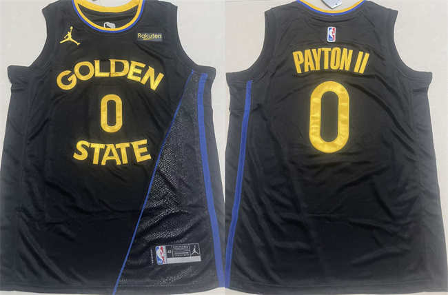 Men's Golden State Warriors #0 Gary Payton II Black 2024/25 Statement Edition Stitched Basketball Jersey
